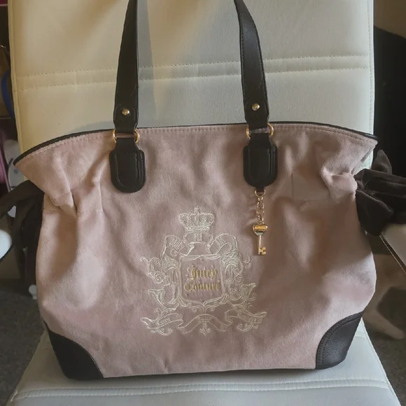 Juicy Couture Blush and Black Embroidered Tote - Picture 1 of 6